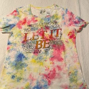 Tie-dye let it be T-shirt
